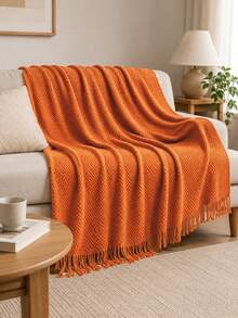 1 pièce Couverture tricotée kaki, couverture de canapé de style nordique en acrylique rectangulaire pour sieste au bureau, couverture de climatisation, petite couverture tricotée, châle, jeté de lit, chemin de lit - caramel de grains de maïs - Voir 4