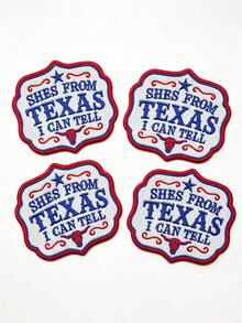 1件/2件/3件/4件 She's From Texas 德州風格音樂字體刺繡燙貼布章，復古外觀 - 彩色 - 查看 10