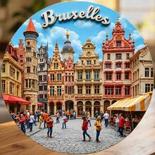 Bruxelles Grand Place Gothic Spires Cobblestone Waltz And The Handwritten Whisper Of History Magnet Where Every Corner Holds A Medieval Tale Keepsake For All Metal Surfaces Throughout The Home - A - View 1