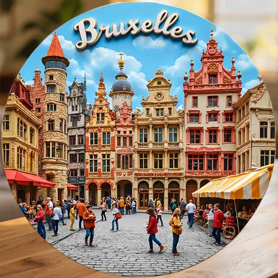 Bruxelles Grand Place Gothic Spires Cobblestone Waltz And The Handwritten Whisper Of History Magnet Where Every Corner Holds A Medieval Tale Keepsake For All Metal Surfaces Throughout The Home - A - View 1
