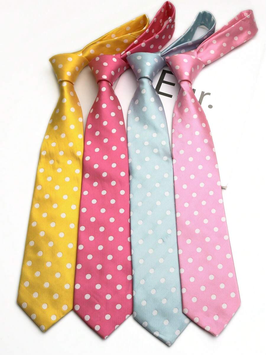1pc Polka Dot Hand-Tied Unisex Tie, Suitable For Business Casual, Streetwear, Daily Wear, Personalized Party, Gift - Multicolor - View 1