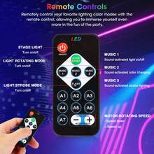 LED派對燈附遙控器-DJ燈光、RGB迪斯可球、聲控閃光燈、7種模式舞台燈,適用於居家舞會、生日派對、卡拉OK、婚禮與夜店 - 彩色 - 查看 9