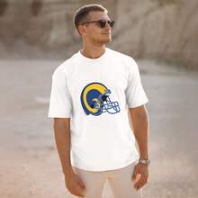 Los Angeles Rams Men's T-Shirt, Soft And Stretchy Cotton, Round Neck, Comfortable Slim Fit, Breathable And Durable, Basic For Everyday Wear, Office Or Casual Outings - 白色 - 查看 2