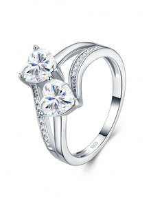 Moissanite Ring For Women, 925 Sterling Silver Hypoallergenic, Luxury Niche Design, Valentine's Day Birthday Gift For Girlfriend Wife Mother, Gift Box Packaging With Certificate - Silver - View 17