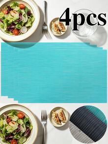 4/120pcs Rectangular PVC Woven Placemats, Washable Odorless Table Mats, Soft Easy To Store Western Style Dining Mats, Non-Slip Heat-Resistant Table Decor Mats, Suitable For Restaurants, Cafes, Homestays, Fit For Holidays, Parties, Gatherings, Birthdays, Weddings, Dinner Parties And More Occasions. - Multicolor - View 22