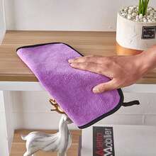 1/2/5/10pcs Double-Sided Microfiber Mop Cloth, High Absorbency Lint-Free Streak-Free Cleaning Rag, Thick Plush Car Towel, Pet Absorbent Towel, Kitchen Bathroom Glass Universal Machine Washable Reusable Cleaning Cloth - Purple - View 3