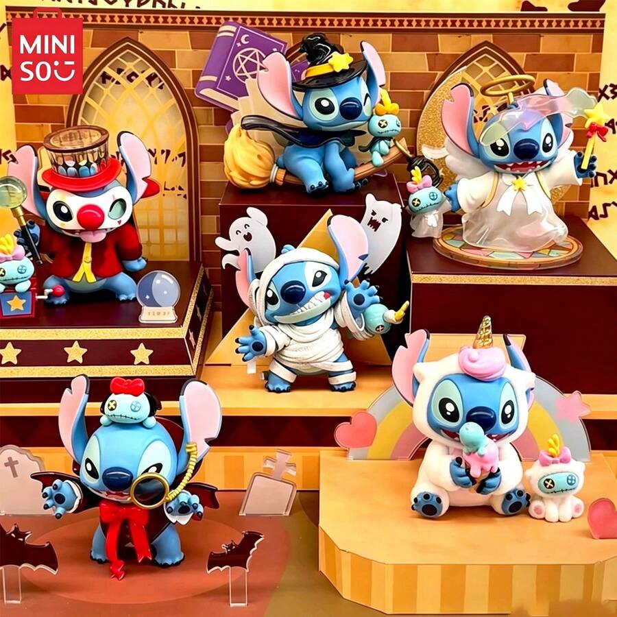 MINISO Disney Stitch Funny Diary 2.0 系列盲盒公仔，趣味造型風格，隨機 PVC 娃娃桌面裝飾，適合桌面擺飾與花園裝飾，生日、聖誕、萬聖節送給粉絲與朋友的完美節日禮物