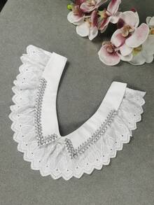 1件女款多色精緻刺繡手工重工純色波希米亞風聚酯纖維運動衫 秋冬新款假領時尚衛衣 - 彩色 - 查看 3