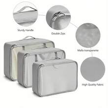 8pcs Packing Cubes Travel Set, Luggage Organizer Mesh Breathable Travel Containers, Plane Travel Essentials Dorm Room Essentials College Cruise Essentials, Travel Essentials Travel Necessities For Clothes Shoes Cosmetics Suitcase Organizer - 灰色 - 查看 2