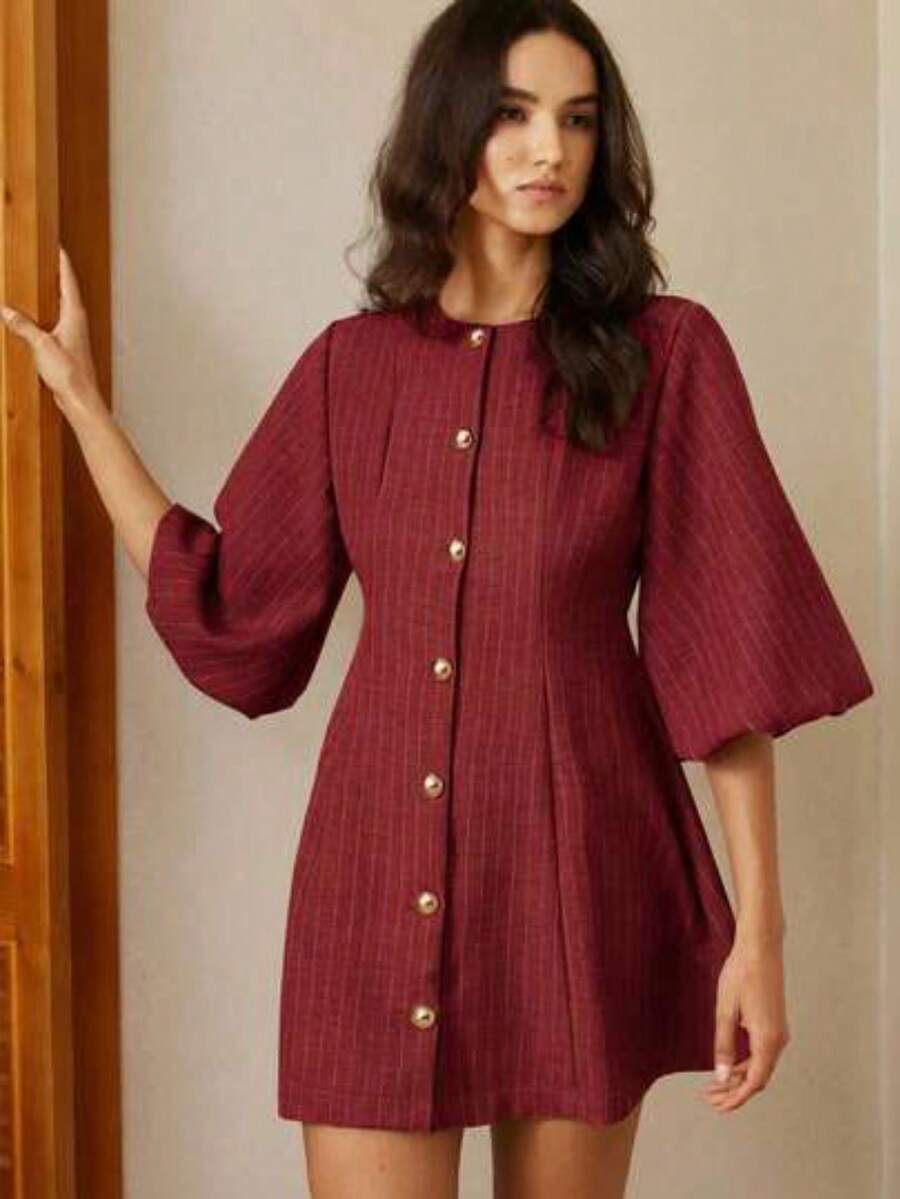Women Midi Dresses - Red - View 1