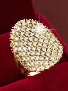 1pc Elegant Cubic Zirconia Ring, Suitable For Women To Wear, Suitable For Wedding, Engagement, Anniversary Party, Valentine's Day Gift - Yellow Gold - View 10