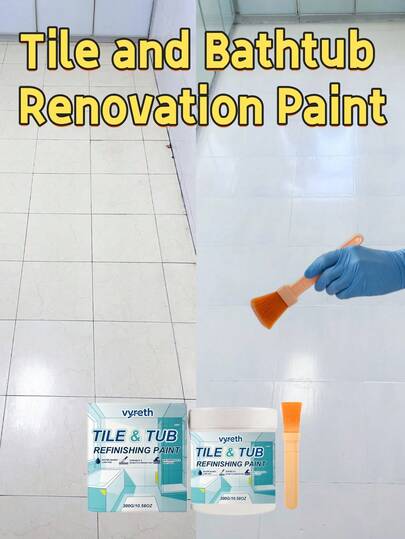 Tile & Bathtub Refinishing Paint Kit, Waterproof Tub And Tile Repair Coating, Quick Dry, DIY Bathroom Sink, Shower, Floor & Countertop Renovation Paint, White(Two Package Styles Will Be Shipped Randomly)