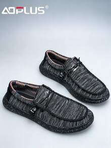 AoPlus Men's Casual Sports Casual Shoes, Light And Breathable, Comfortable Elastic Soles, Large Size Lightweight Linen Fabric Casual Shoes - Black - View 5