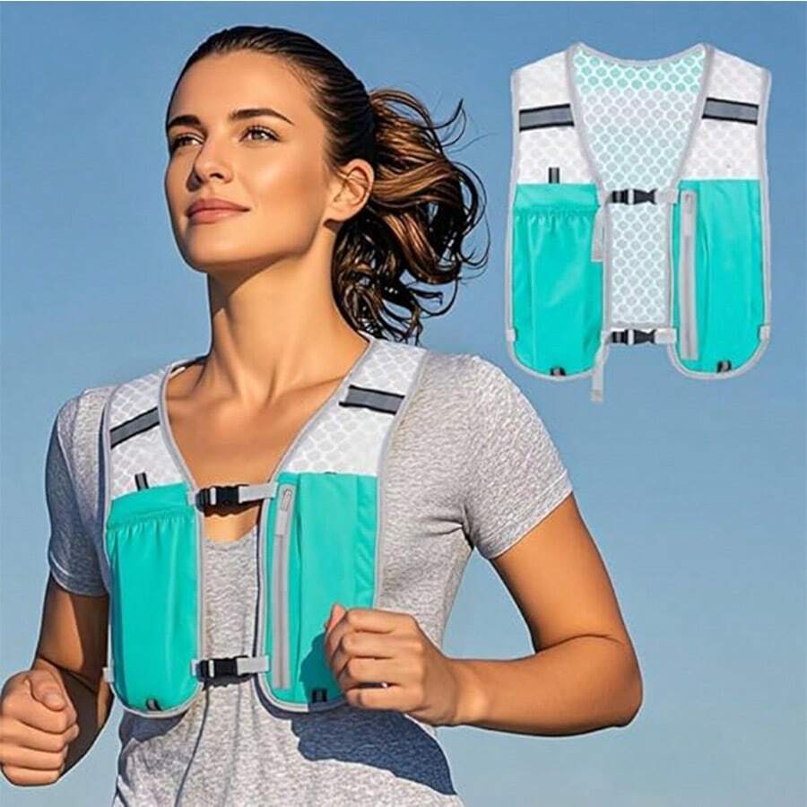 Running Vest With Phone Pocket Lightweight Adjustable Jogging Vest Marathon Run Vest With Pockets For Women Men - Baby Blue - View 1