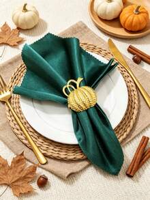 1pc/4pcs/6pcs/12pcs Thanksgiving Autumn Napkin Rings - Gold, Silver, Bronze Pumpkin Napkin Rings, Gold, Silver Maple Leaf Napkin Rings - Autumn Thanksgiving Halloween Dinner Table Decor - Multicolor - View 6