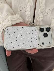 極簡白色波點銀邊女孩美學韓系Ins博主小眾設計電鍍手機殼保護套 適用於 iPhone 17 Pro Max/16/15/14/13 - 銀色 - 查看 6