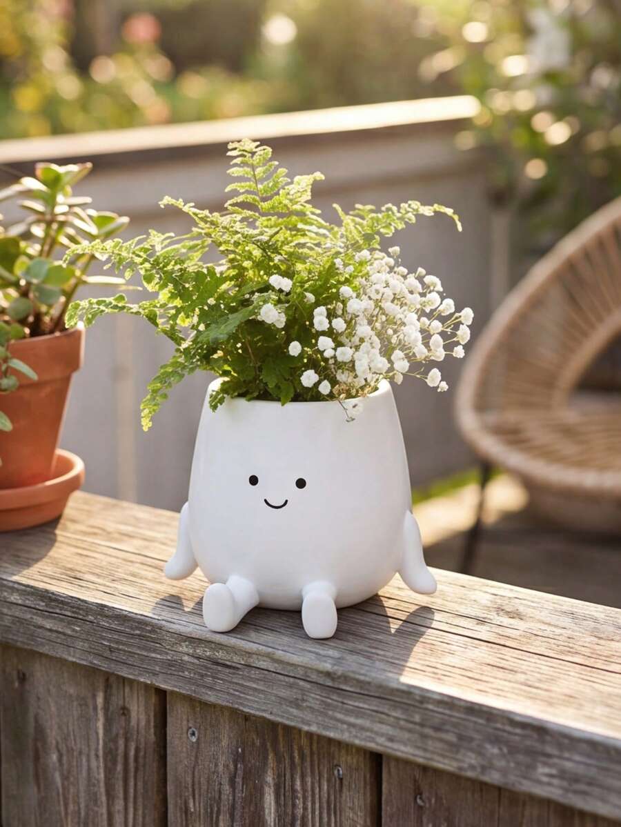 1件裝可愛微笑花瓶，奶油風乾燥花裝飾，桌面花藝擺件，適用客廳、居家裝飾、房間佈置、北歐風裝飾、客廳玄關裝飾，收藏品，獨特禮物，桌面中心裝飾