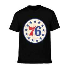 Phila-delphia-76ers Camiseta Hombre Algodón Suave y Elástica Cuello Redondo, Corte Ajustado Cómodo, Transpirable y Resistente Básica para Diario, Oficina o Salidas Casuales - Negro - Ver 7