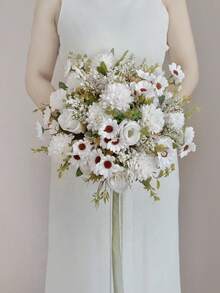 1/3/60pcs Artificial Embroidery Ball & Rose Bouquet, Realistic Texture, Suitable For Vase, Home, Hotel Room, Wedding Decoration, Tabletop Decor, Birthday Gift, Graduation Ceremony, Autumn Decoration And Other Occasions - White - View 5