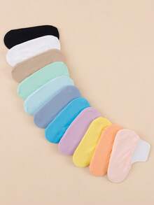 15 Pairs Random Color Women's Solid Color Low Cut Invisible Boat Socks - Multicolor - View 3