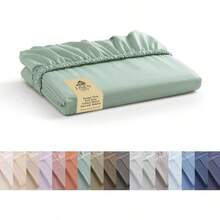 Sbana bajera ajustable de percal algodn, tamao matrimonial, color pastel Turk, 1 sbana bajera de bolsillo profundo, ropa de cama crujiente y fresca, 54x 75+ 15 pulgadas - Turco pastel - Ver 1
