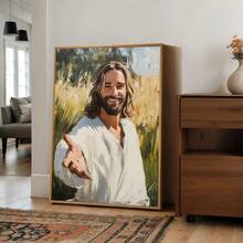 1 pieza/Set Arte de pared en lienzo vintage de Jesucristo, Póster de lienzo del Salvador sonriente, Impresión de pintura al óleo de figura bíblica, Decoración para sala de estar, dormitorio, oficina, Regalo religioso para creyentes, Sin marco incluido - Retro - Ver 7