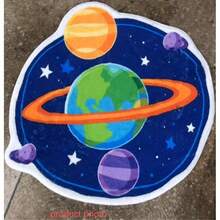 1 pièce Tapis rond en fausse laine de 300 matériaux à motif de planète colorée, tapis de bain, tapis de bain, paillasson, petit tapis, tapis, tapis, décoration d'intérieur, tapis de zone, tapis d'extérieur, décoration d'intérieur, tapis de zone, tapis de chambre à coucher, tapis lavable - Multicolore - Voir 3