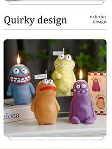 Lilin Aromaterapi Bergaya, Lilin Aromaterapi Berbentuk Monster Buatan Tangan yang Kreatif dan Lucu, Ekspresi yang Kaya, Imut dan Menarik, Desain Unik, Cocok Sebagai Hadiah Ulang Tahun Kecil untuk Pasangan atau Teman, Cenderamata Pernikahan, Dilengkapi dengan Kotak Hadiah yang Lucu, Menarik, dan Indah - Multi Aroma - View 6