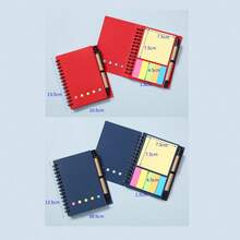 1/2/5pcs Notebook Set With Pen Holder And Random Color Index Label Stickers, Colorful Card Pen Design Spiral Bound Sticky Note Notebook, Creative Spiral Notebook Business Kraft Paper Notebook Sticky Note Combination Notepad, Suitable For Study And Office Use, Random Notebook, Sticky Note Set - Black - View 15