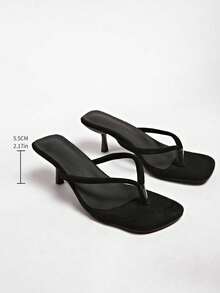 New Summer Women Shoes, Brown Suede Mid-Heel Sandals - Black - View 8