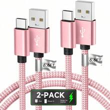 3pcs/Set USB-C Data Cable (10ft/6ft/3.3ft) USB To USB-C Charging Cord, Fast Charging Type-C Braided Cable Compatible With Galaxy S25 S24 S23 S22 S21 S20 A25 A54 A15 A14, Note, Flip, Pixel, Moto And More - Multicolor - View 15