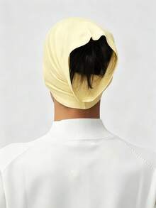1pc Women's Hijab Cap, Middle Eastern Arabic Dubai Turkish Style, Solid Color Classic Minimalist Fashion Elegant Modest Undercap Inner Cap, Modal Mercerized Cotton, Silky Soft Skin-Friendly, Breathable Comfortable High Elasticity, Strong Coverage, Hair Protection Non-Tight Jersey Fabric, Suitable For Prayer, Holiday, Banquet, Home And Daily Wear, Turban Headscarf Cap, Instant Scarf Dual-Use Design - Yellow - View 2