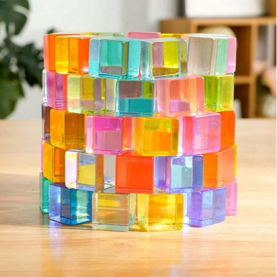 Light & Shadow Acrylic Colorful Window Blocks, Children's Color Enlightenment Cognitive Training Creative Building Blocks Toy