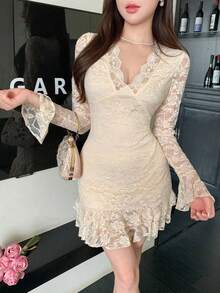 Women Midi Dresses - Apricot - View 6