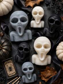 1pc 3D Ghost Face Candle Silicone Mold, Halloween Style, For Aromatherapy Candles, Plaster Crafts, Holiday Decor And Gift Making - Ghost Face Silicone Mold - View 6
