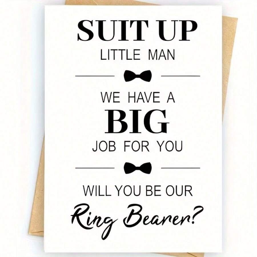 1pc, Wedding Card, Proposal Card, Will You Be My Ring Bearer? - Includes Envelope