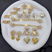 20 buah Rantai Dekoratif DIY yang Dapat Dilepas untuk Hiasan Sepatu, Taman, dan Pantai, Motif Beruang, Kepingan Salju, dan Hiasan Natal, Hadiah Liburan yang Sempurna - Emas - View 4