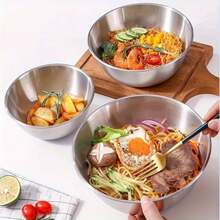 3pcs Stainless Steel Measuring Bowls, Japanese Style Thick Wall, Suitable For Mixing, Beating Eggs, Salad And Baking - View 3