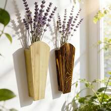Vase mural en bois, jardinière suspendue de style bohème, convient pour les feuilles d'eucalyptus et la décoration de fleurs séchées, étagère de décoration de maison de style nordique, convient pour le salon et la chambre à coucher - A - Voir 5