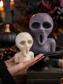 1pc 3D Ghost Face Candle Silicone Mold, Halloween Style, For Aromatherapy Candles, Plaster Crafts, Holiday Decor And Gift Making - Ghost Face Silicone Mold - View 4
