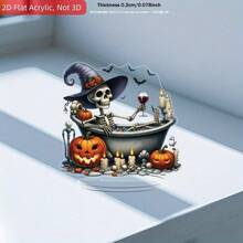 Halloween New Exquisite Skeleton Bathtub Pumpkin Decor 2D Flat UV Printed Acrylic Wholesale - 1PC - View 4