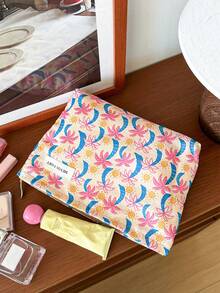 AGG Summer Coconut Tree Print Makeup Bag Large Capacity Zipper Storage Pouch Women's Portable Travel Toiletry Organizer - Multicolor - View 5