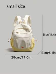 Women's Campus Commute Casual Backpack, Colorblock Japanese Minimalist Travel Bag. Large Capacity: Spacious Main Compartment Easily Fits 1 Laptop, Books And Daily Essentials, Making It A Great Assistant For Students And Office Workers. Whether Strolling Through Campus, Commuting In The City, Or Weekend Outings And Short Trips, This Backpack Blends In Perfectly. - Multicolor - View 7