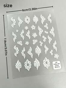 1pc Hand-Painted Petal Nail Stickers, Embossed 3D Line Flower Petal Elements, Summer Nail Stickers Suitable For Women, Girls Handmade DIY Nail Art, Can Replace Various Floral Nail Decorations - White - View 6