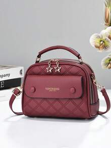 Women's Black Quilted Multi-Zipper Tote Bag, Top Handle And Adjustable Crossbody Strap, PU Leather Shoulder Bag With Star Charm Zipper, Suitable For Daily Commute, Work And Travel - Multicolor - View 11