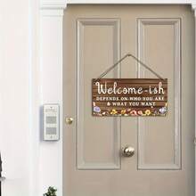 1pc Decorative Art Welcome Wooden Sign, Multipurpose Rustic Farmhouse Hanging Plaque With Colorful Flowers, Home Wall Decor For Porch And Entryway - One Size Fits All - View 3