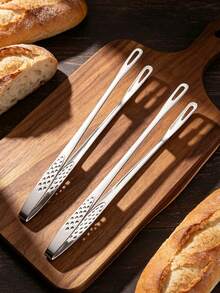 2/1pc Stainless Steel Food Tongs, Long Handle Non-Slip BBQ Tongs, Steak Tongs, Kitchen Cookware Accessory - Multicolor - View 5