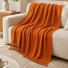 1 pièce Couverture tricotée kaki, couverture de canapé de style nordique en acrylique rectangulaire pour sieste au bureau, couverture de climatisation, petite couverture tricotée, châle, jeté de lit, chemin de lit - caramel de grains de maïs - Voir 7