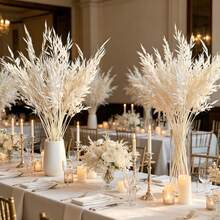 25/50pcs Artificial Realistic White Oats, Valentine's Day Gift, Photography Props, Suitable For Bohemian Style Room Floral Decoration, Wedding Vase, Bedroom Floor Decoration - White - View 2