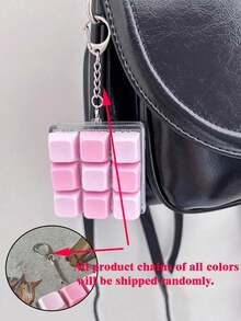1 Set 1/4/9pcs Square Button Stress Relief Keychain, Creative Keyboard Pendant Charm, Adult Pressure Relief Key Chain, Gothic Y2K Style, Suitable For Bags And Car Keys, Birthday Party Holiday Gift, Car Interior Decoration Accessory, Includes Lanyard And ID Card Holder - Multicolor - View 11